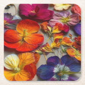 Dessous-de-verre Carré En Papier Fleurs (Devant)