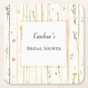 Dessous-de-verre Carré En Papier Fleurs à rayures vertes roses Baby Shower