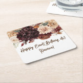 Dessous-de-verre Carré En Papier Fleurs Beige Marron Fleur Party (Incliné)