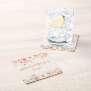 Dessous-de-verre Carré En Papier Fleurs beige pêche Floral  Fête