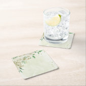 Dessous-de-verre Carré En Papier Fleurs blanches d'ivoire mariage (En situation)