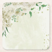 Dessous-de-verre Carré En Papier Fleurs blanches d'ivoire mariage (Devant)