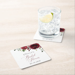 Dessous-de-verre Carré En Papier Fleurs Bourgognes, Fleurs Rouges, Boho, Fête des m