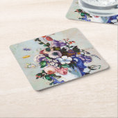 Dessous-de-verre Carré En Papier Fleurs dans un Vase Rococo, Paul Cezanne (Incliné)