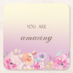 Dessous-de-verre Carré En Papier Fleurs d'aquarelle colorées adorables