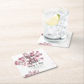 Dessous-de-verre Carré En Papier Fleurs d'Arbre Cerisier à Sauver la Date (En situation)