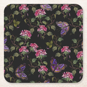 Dessous-de-verre Carré En Papier Fleurs de datura brodées : Art Botanique