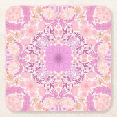 Dessous-de-verre Carré En Papier Fleurs de jardin rétro en rose (Devant)