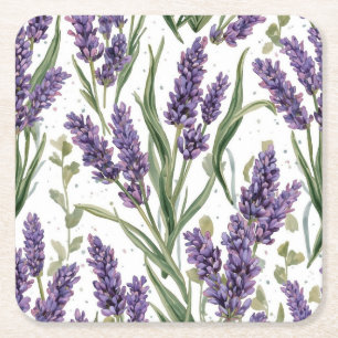 Dessous-de-verre Carré En Papier Fleurs de lavande violette aquarelle botanique