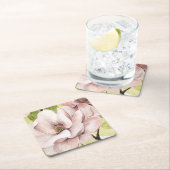 Dessous-de-verre Carré En Papier Fleurs de Magnolia rousses (En situation)