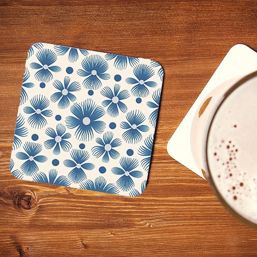 Dessous-de-verre Carré En Papier Fleurs de mariage du milieu du siècle | Impression