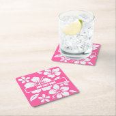 Dessous-de-verre Carré En Papier Fleurs de plage rose tropicale (En situation)