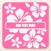 Dessous-de-verre Carré En Papier Fleurs de plage rose tropicale (Devant)
