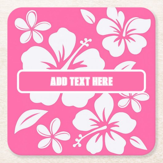 Dessous-de-verre Carré En Papier Fleurs de plage rose tropicale (Devant)
