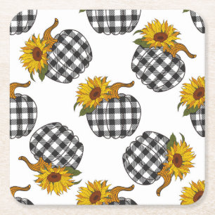 Dessous-de-verre Carré En Papier Fleurs de soleil, citrouille plaid, décoration de