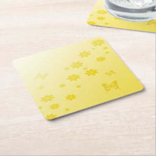Dessous-de-verre Carré En Papier Fleurs de soleil sur papillons