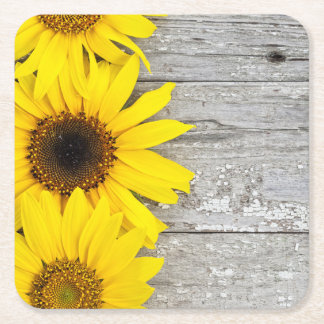 Dessous-de-verre Carré En Papier Fleurs de soleil sur une table