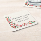 Dessous-de-verre Carré En Papier Fleurs dessinées à la main (Incliné)