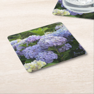 Dessous-de-verre Carré En Papier Fleurs d'Hortensia Lavande & Lilas