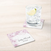 Dessous-de-verre Carré En Papier Fleurs d'Hydrangée rose Mariage d'aquarelle (En situation)