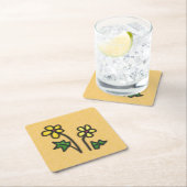 Dessous-de-verre Carré En Papier Fleurs douces Jaune (En situation)