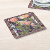 Dessous-de-verre Carré En Papier Fleurs et baies (Incliné)