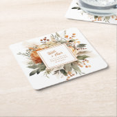 Dessous-de-verre Carré En Papier Fleurs et verdure automnales orange brûlé luxurian (Incliné)