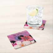 Dessous-de-verre Carré En Papier Fleurs et vinyle (En situation)