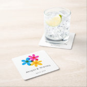 Dessous-de-verre Carré En Papier Fleurs hippies brillantes et audacieuses Mariage d (En situation)