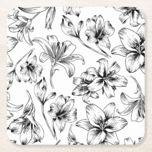 Dessous-de-verre Carré En Papier Fleurs Lys Noires