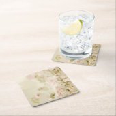 Dessous-de-verre Carré En Papier Fleurs Pastel Rose (En situation)