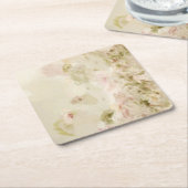 Dessous-de-verre Carré En Papier Fleurs Pastel Rose (Incliné)