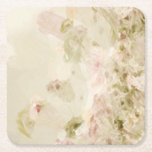 Dessous-de-verre Carré En Papier Fleurs Pastel Rose (Devant)