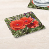 DESSOUS-DE-VERRE CARRÉ EN PAPIER FLEURS POPPY (Incliné)