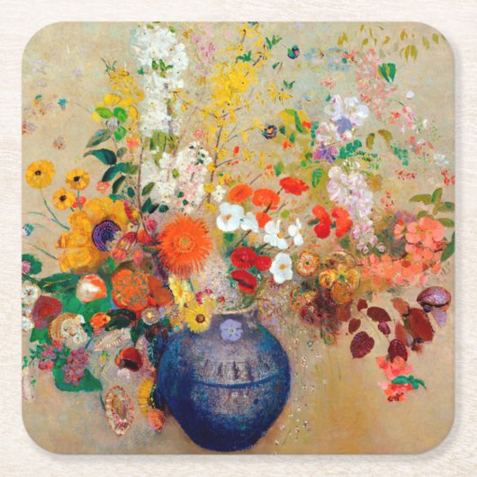Dessous-de-verre Carré En Papier Fleurs, Redon (Devant)