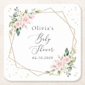 Dessous-de-verre Carré En Papier Fleurs roses, Fleurs blanches, Verdure, Baby showe (Devant)