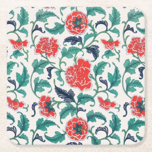 Dessous-de-verre Carré En Papier Fleurs rouges