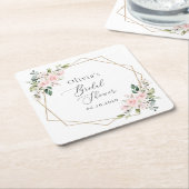 Dessous-de-verre Carré En Papier Fleurs Rouges, Fleurs Roses, Boho, Fête des mariée (Incliné)