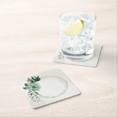 Dessous-de-verre Carré En Papier fleurs vert émeraude botanique (En situation)