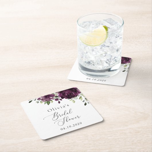 Dessous-de-verre Carré En Papier Fleurs violettes, Fleurs de prunes, Boho, Fête des (En situation)