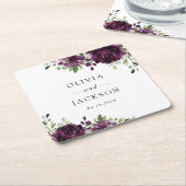 Dessous-de-verre Carré En Papier Fleurs violettes, Fleurs de prunes, Boho, Mariage (Incliné)