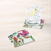 Dessous-de-verre Carré En Papier Fleurs vives (En situation)