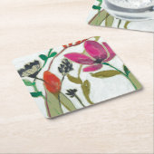 Dessous-de-verre Carré En Papier Fleurs vives (Incliné)