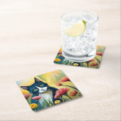 Dessous-de-verre Carré En Papier FLoral (En situation)