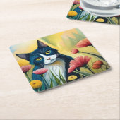 Dessous-de-verre Carré En Papier FLoral (Incliné)