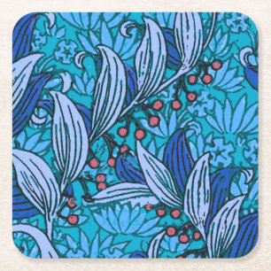 Dessous-de-verre Carré En Papier Floral bleu ancien Boho moderne