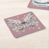 Dessous-de-verre Carré En Papier Floral Butterfly (Incliné)