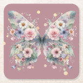 Dessous-de-verre Carré En Papier Floral Butterfly (Devant)