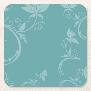 Dessous-de-verre Carré En Papier Floral turquoise