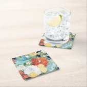 Dessous-de-verre Carré En Papier Florals de minuit III (En situation)